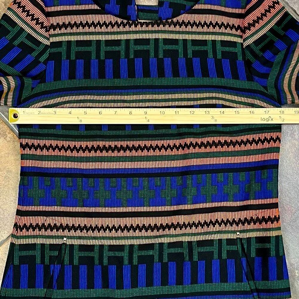 Color Block Colorful Geometric Short Sleeve Mini Dress Medium - Picture 3 of 10